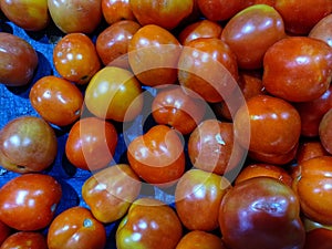 Tomatoes on display at the traditional market
