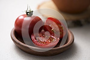 Tomatoes in an earthenware plate