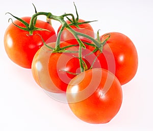 Tomatoes in group, with green stem