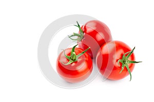 Tomatoes isolated on white background. Fresh vegetables