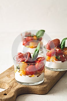 Tomatoes, Italian Ham and Burrata Cheese Salad