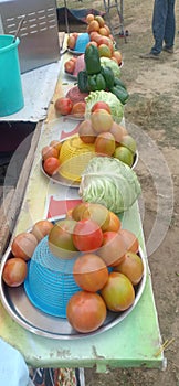 Tomatoes and Kashmiri chilli in madhubani bihar India photo