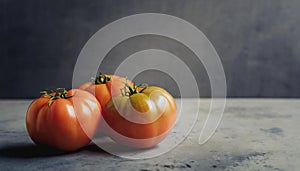 Tomatoes on neutral dark gray background