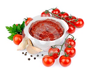 Tomatoes paste with greens