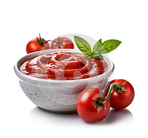 Tomatoes paste with tomatoes vegetables. Generated AI