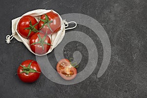 Tomatoes in reusable mesh bag