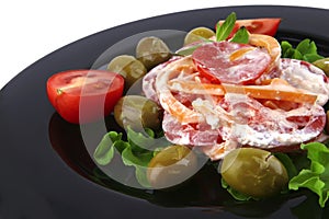 Tomatoes salad and olives