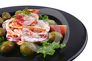 Tomatoes salad and olives