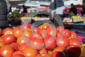 Tomatoes for sale in a market