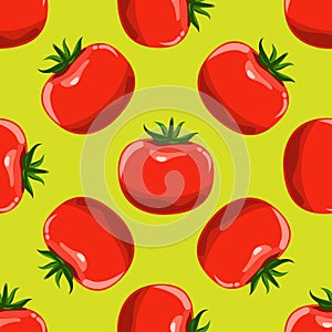 Tomatoes seamless background. Flat and solid color design vector.