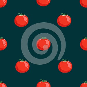 Tomatoes seamless pattern background. Flat color style design.