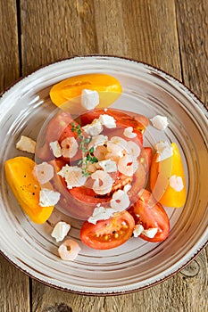 Tomatoes and shrimps salad