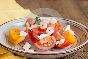 Tomatoes and shrimps salad
