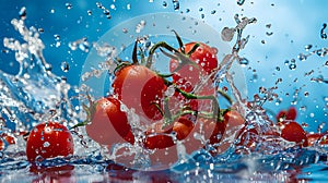 Tomatoes Splashing Into the Water