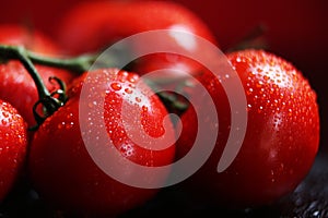 Tomatoes under water drops
