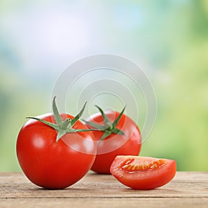 Tomatoes vegetables in summer