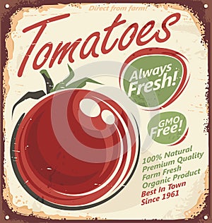 Tomatoes vintage metal sign