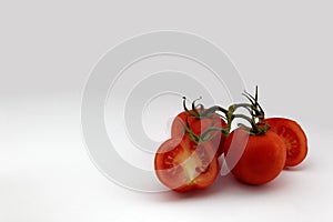 Tomatoes on white background