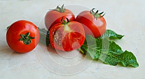 Tomatoes on a white background