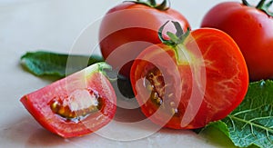 Tomatoes on a white background