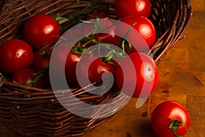 Tomatoes in the wicker basket