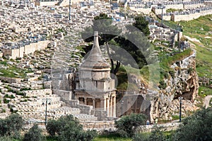 Tomb of Absalom or Abshalom, son of King David, on the foot of the Mount of Olives in the Kidron valley in Jerusalem