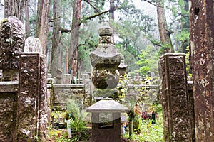 Tomb of Akechi Mitsuhide at Okunoin Cemetery at Mount Koya in Koya, Wakayama, Japan. Mount Koya is