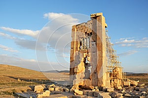The tomb of Cambyses II in Pasargadae called stone tower , Shiraz , Iran photo
