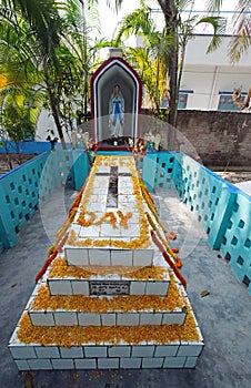 The tomb of a Croatian missionary, Jesuit father Ante Gabric in Kumrokhali, West Bengal, India