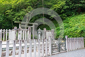 Tomb of Empress Kenreimonin Tokuko in Ohara, Kyoto, Japan. Taira no Tokuko 1155-1213 was empress-