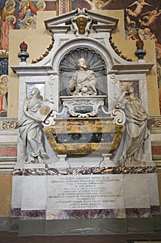 Tomb of Galileo Galilei in the Basilica of Santa Croce, Florence, Italy, Europe