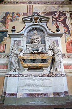 Tomb of Galileo Galilei in Santa Croce Church in Florence on October 19, 2019