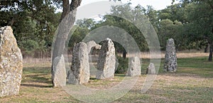 tomb of the giants and menhirs of the archaeological park of Pranu Matteddu in Goni in southern Sardinia