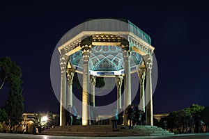 Tomb of Hafez the Great Iranian Poet in Shiraz at night