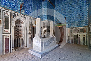 Tomb of Ibrahim Agha Mustahfizan, attached to the Mosque of Aqsunqur Blue Mosque, Bab El Wazir district, Cairo, Egypt