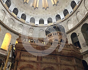 Tomb of Jesus Christ in Church of the Holy Sepulchre in the Old City of Jerusalem, Israel