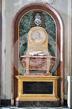 tomb of Joseph S Prisco inside the Basilica of Santa Maria del Principio in Naples, Italy. photo