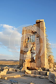 The tomb of Cambyses II in Pasargadae called stone tower , Shiraz , Iran photo