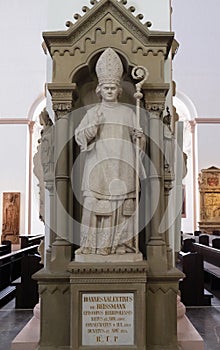 Tomb memorial for Bishop Johann Valentin von Reissmann in Wurzburg Cathedral dedicated to Saint Kilian, Germany