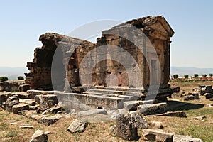 The tomb A18 at the northern Necropolis of the ancient site of Hierapolis, Pamukkale, Denizli, Turkey photo