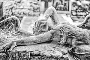 Tomb of the Ribaudo family, monumental cemetery of Genoa, Italy, famous for the cover of the single of the English band Joy Divisi