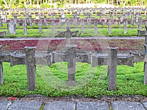 Tomb Stones Crosses at Cemetery of Palmiry Memorial Site, September 2018, Palmiry, Poland