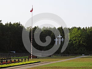 Tomb Stones Crosses at Cemetery of Palmiry Memorial Site, September 2018, Palmiry, Poland