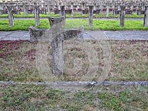 Tomb Stones Crosses at Cemetery of Palmiry Memorial Site, September 2018, Palmiry, Poland