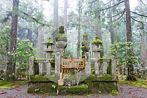 Tomb of Takeda Shingen and Takeda Katsuyori at Okunoin Cemetery in Koya, Wakayama, Japan. Mount