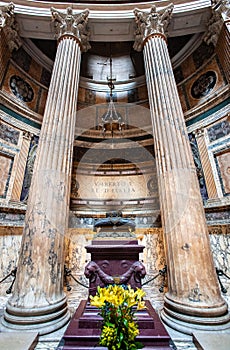 Tomb of Umberto I 1844-1900, former king of Italy, inside the Pantheon, Rome, Italy
