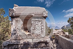 tombs and ancient burials in the ancient city of Termessos in Antalya province in Turkey. Famous tourist spot