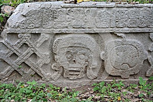 Tombs in ancient Mayan site Uxmal, Mexico.