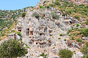 Tombs in ancient town Myra in Lycia photo