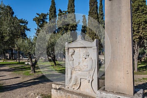 Tombs in Kerameikos, the cemetery of ancient Athens in Greece